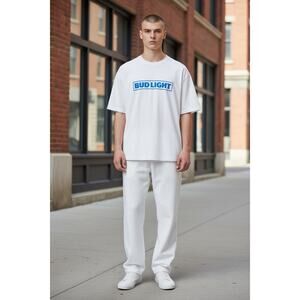 *BUD LIGHT* White & Blue T-Shirt Unisex Size Small (2 in stock)